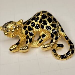 Vintage Gold Tone Leopard Brooch Pin